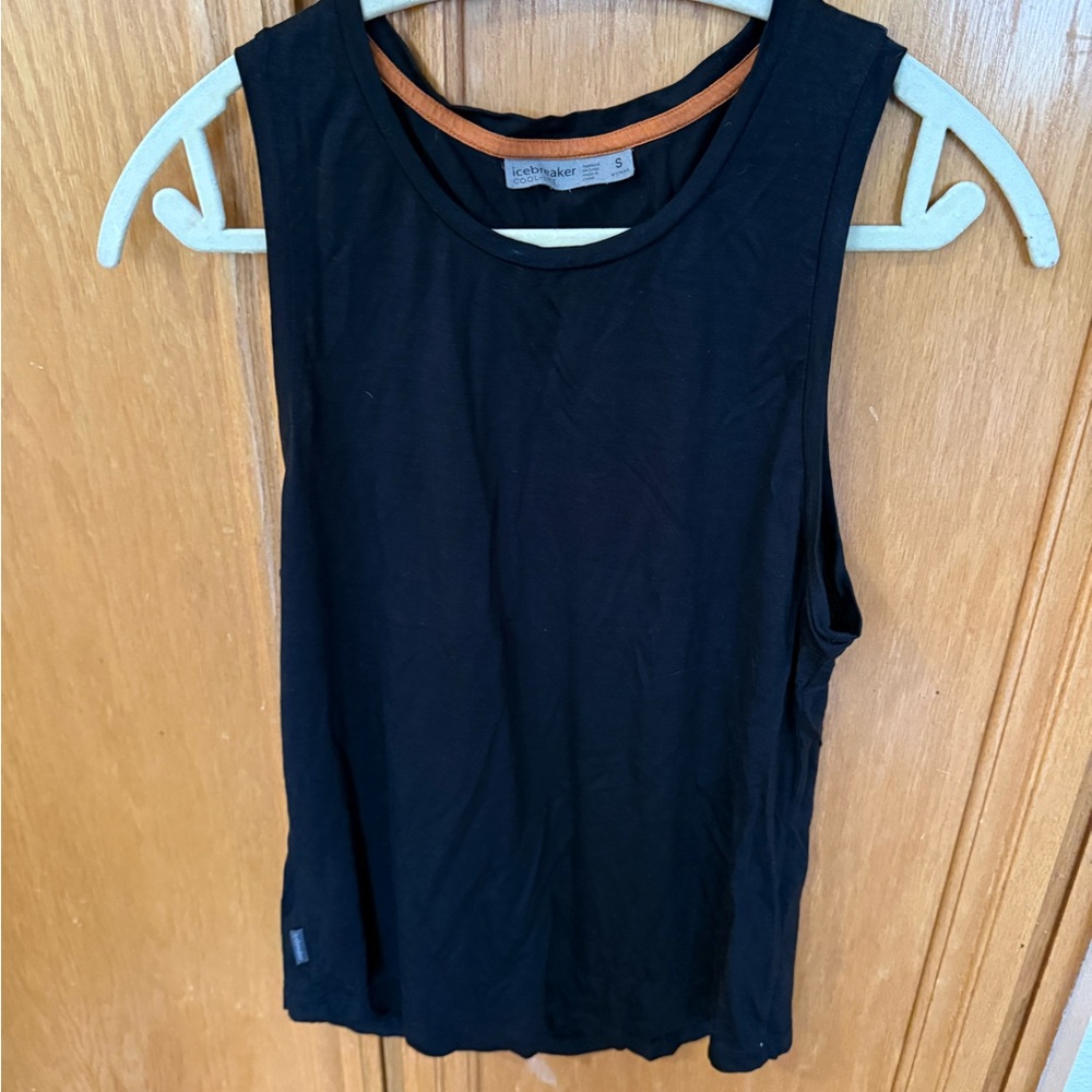 Icebreaker merino blend black tank top, small